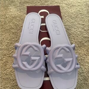 Gucci Light Purple Logo Slide Sandals